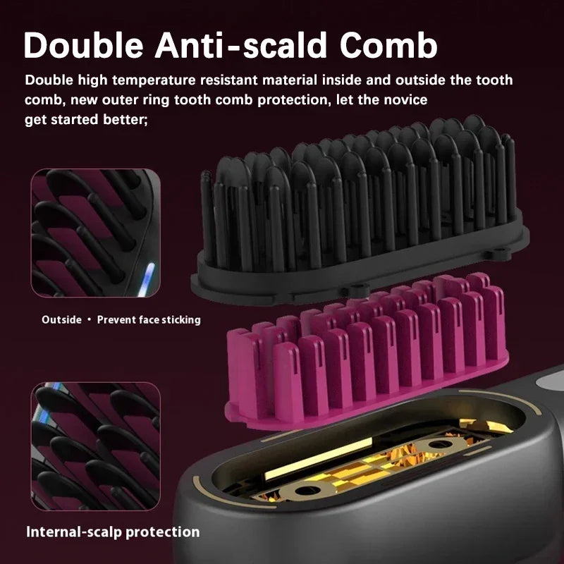 Portable Wireless Rechargeable Hair Straightener Comb