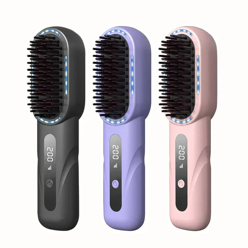Portable Wireless Rechargeable Hair Straightener Comb