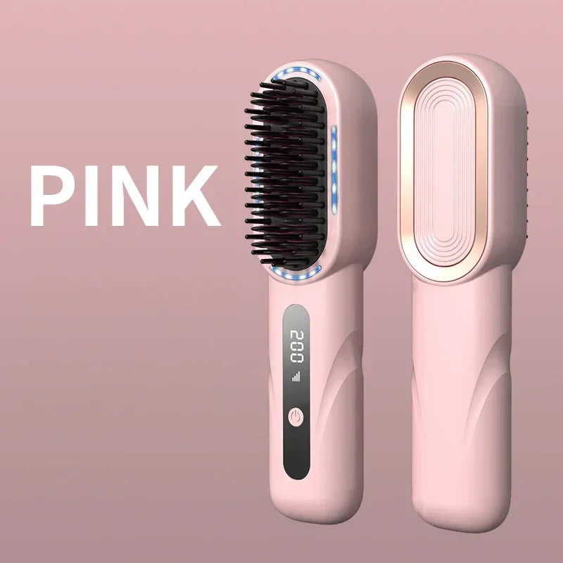 Portable Wireless Rechargeable Hair Straightener Comb