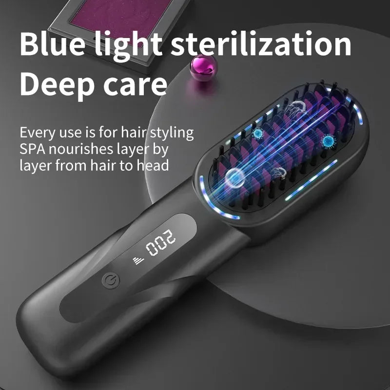 Portable Wireless Rechargeable Hair Straightener Comb